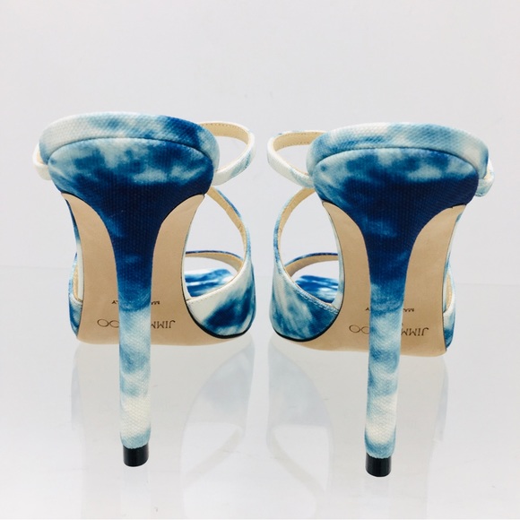Jimmy Choo ANISE 95 Marbled Denim Women’s heel sandals Size EU 37 US 7 Medium - Picture 9 of 16